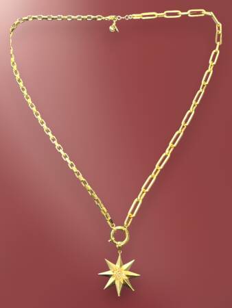 14 Ayar Altın Taşlı Kuzey Yıldızı Kolye - 4