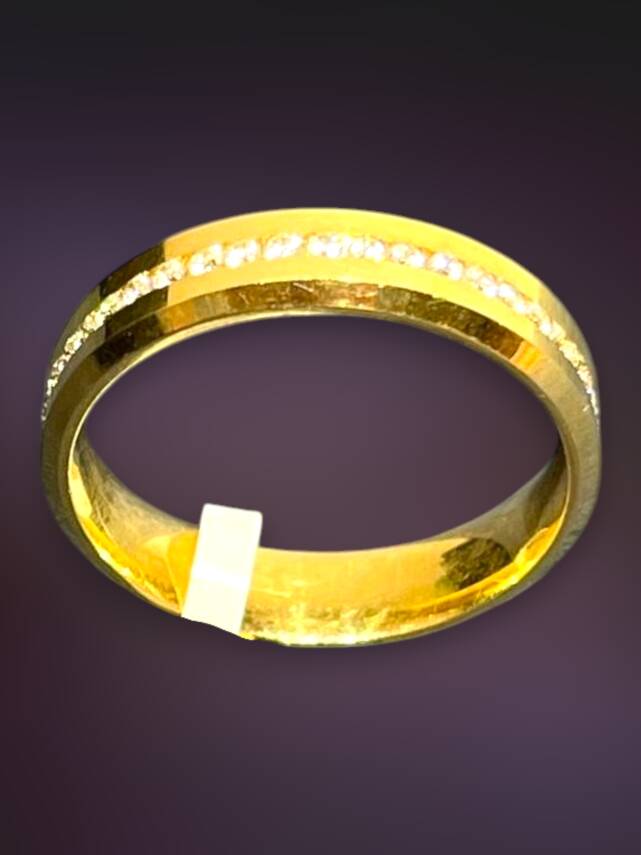 14 Ayar Altın Tek Sıra Taşlı Alyans - 1