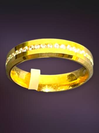 14 Ayar Altın Tek Sıra Taşlı Alyans - 5