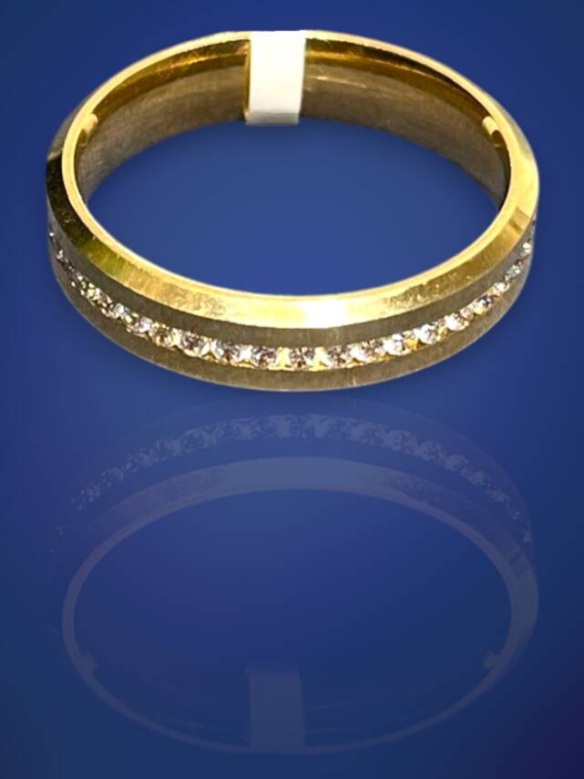 14 Ayar Altın Tek Sıra Taşlı Alyans - 4