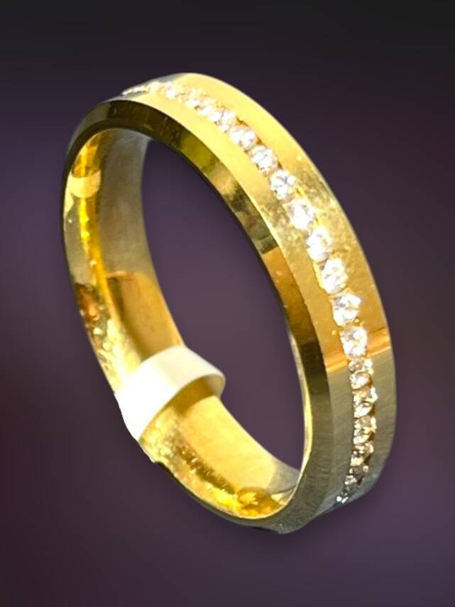 14 Ayar Altın Tek Sıra Taşlı Alyans - 3