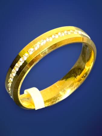 14 Ayar Altın Tek Sıra Taşlı Alyans - 2