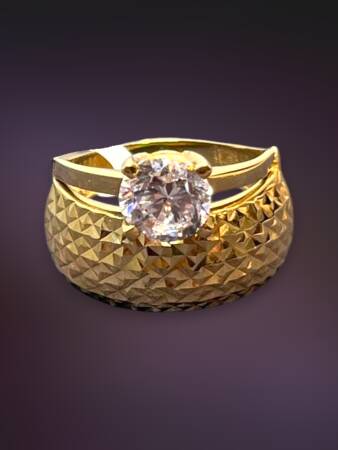 14 Ayar Altın Tektaşlı Alyans Yüzük - 2