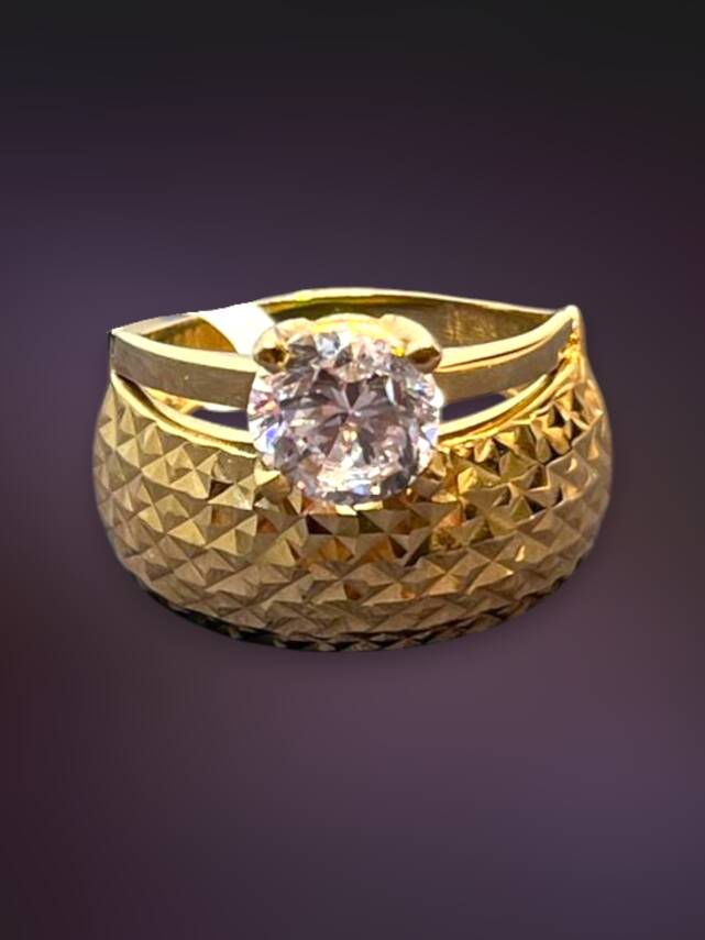 14 Ayar Altın Tektaşlı Alyans Yüzük - 2