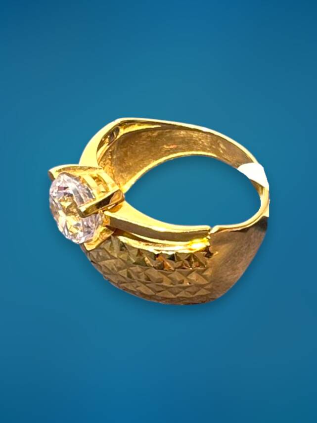 14 Ayar Altın Tektaşlı Alyans Yüzük - 3