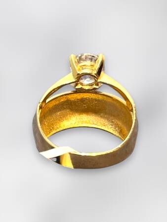 14 Ayar Altın Tektaşlı Alyans Yüzük - 8