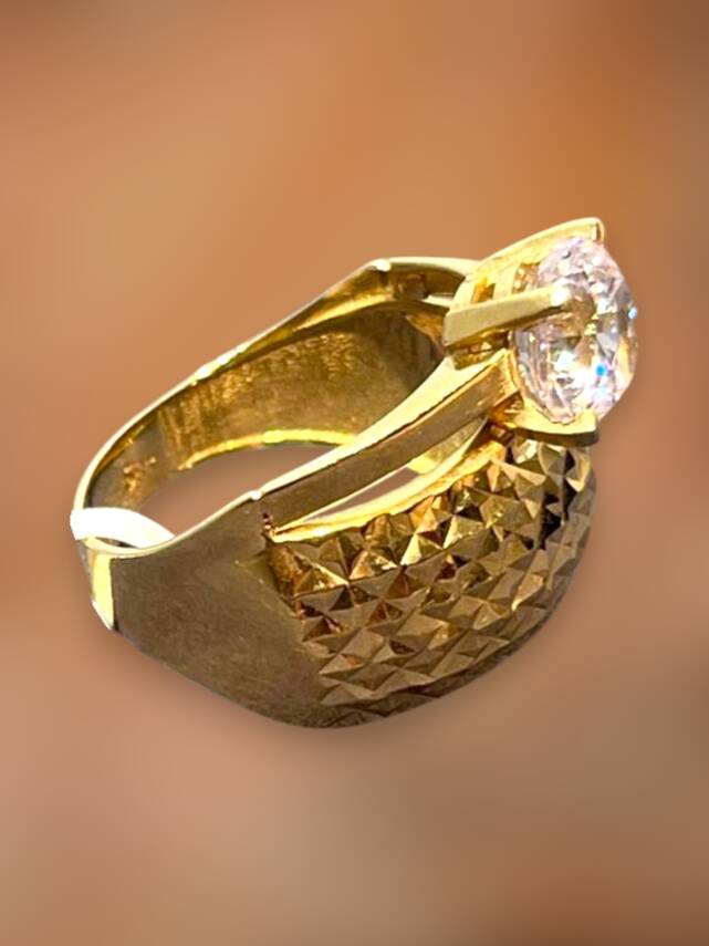 14 Ayar Altın Tektaşlı Alyans Yüzük - 7