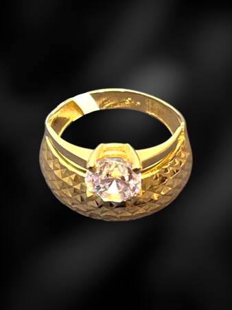 14 Ayar Altın Tektaşlı Alyans Yüzük - 5