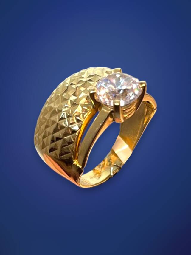 14 Ayar Altın Tektaşlı Alyans Yüzük - 4