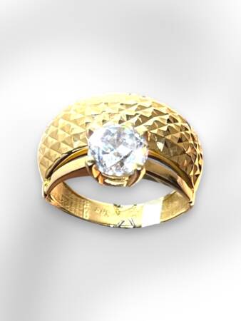 14 Ayar Altın Tektaşlı Alyans Yüzük - 