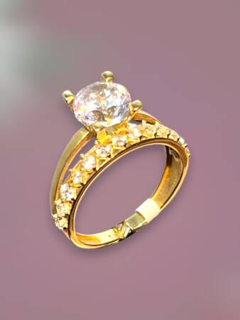 14 Ayar Altın Tektaşlı Alyans Yüzük - 2