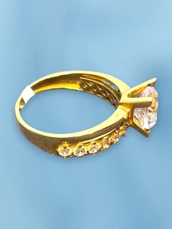 14 Ayar Altın Tektaşlı Alyans Yüzük - 5