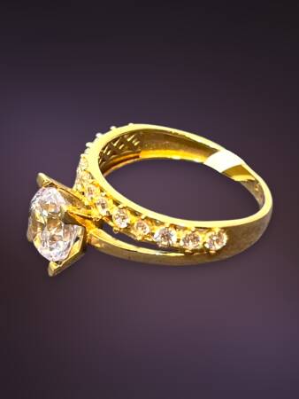 14 Ayar Altın Tektaşlı Alyans Yüzük - 3