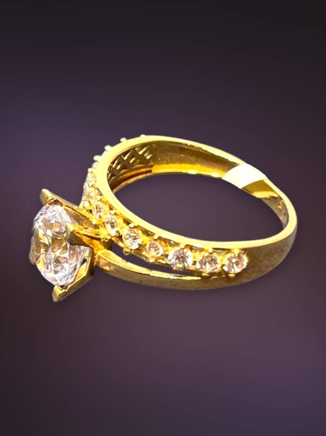 14 Ayar Altın Tektaşlı Alyans Yüzük - 3