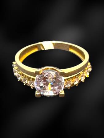 14 Ayar Altın Tektaşlı Alyans Yüzük - 