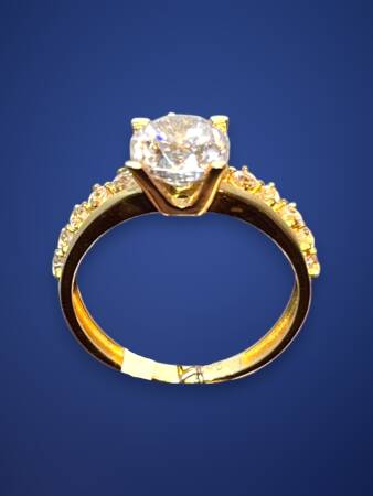 14 Ayar Altın Tektaşlı Alyans Yüzük - 6