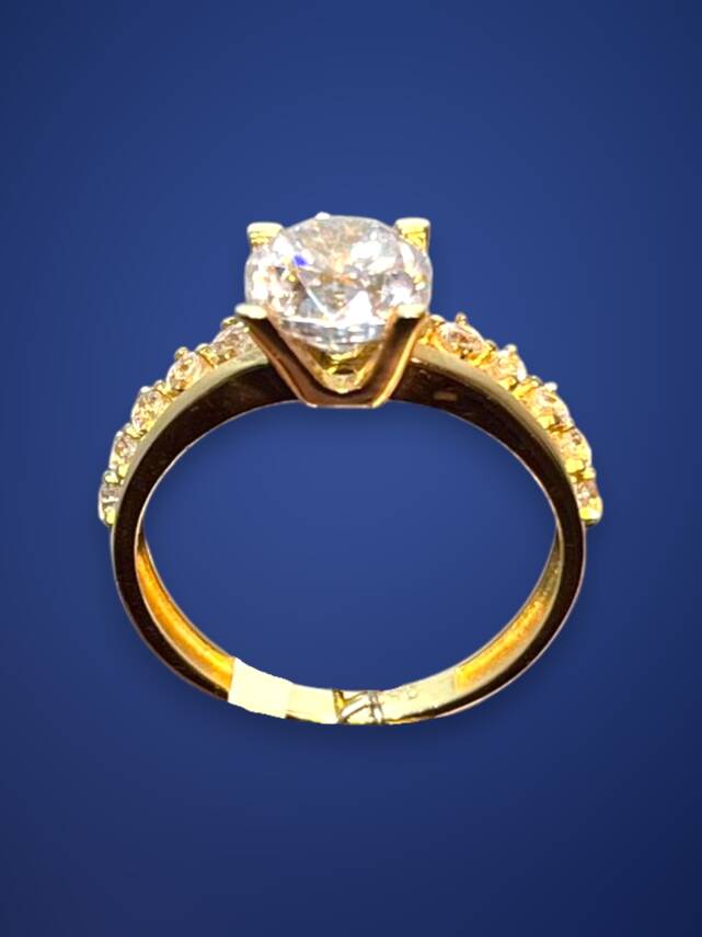 14 Ayar Altın Tektaşlı Alyans Yüzük - 6