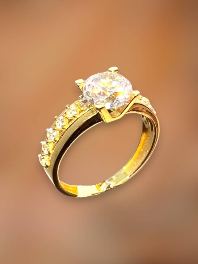 14 Ayar Altın Tektaşlı Alyans Yüzük - 7