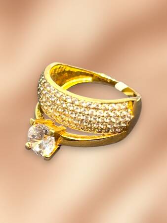 14 Ayar Altın Tektaşlı Alyans Yüzük - 