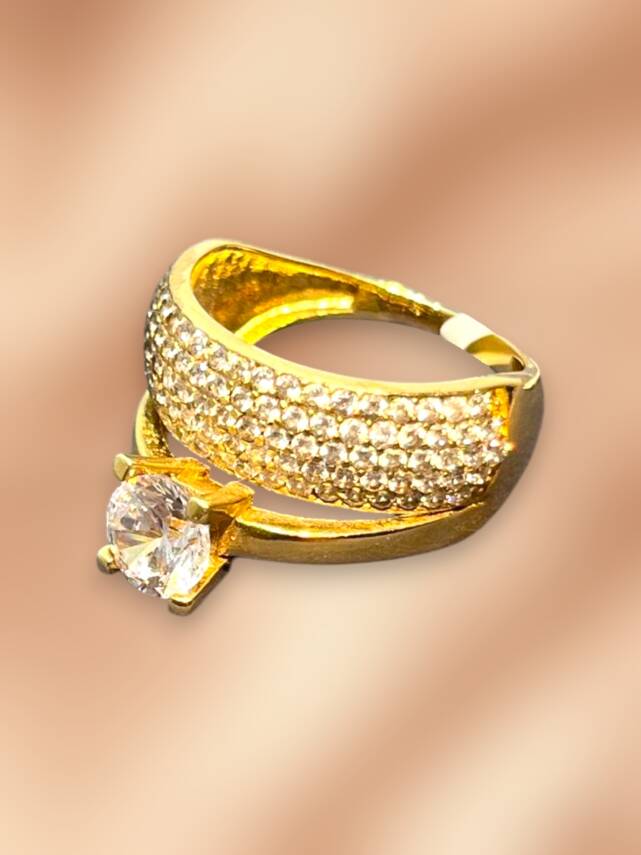 14 Ayar Altın Tektaşlı Alyans Yüzük - 1