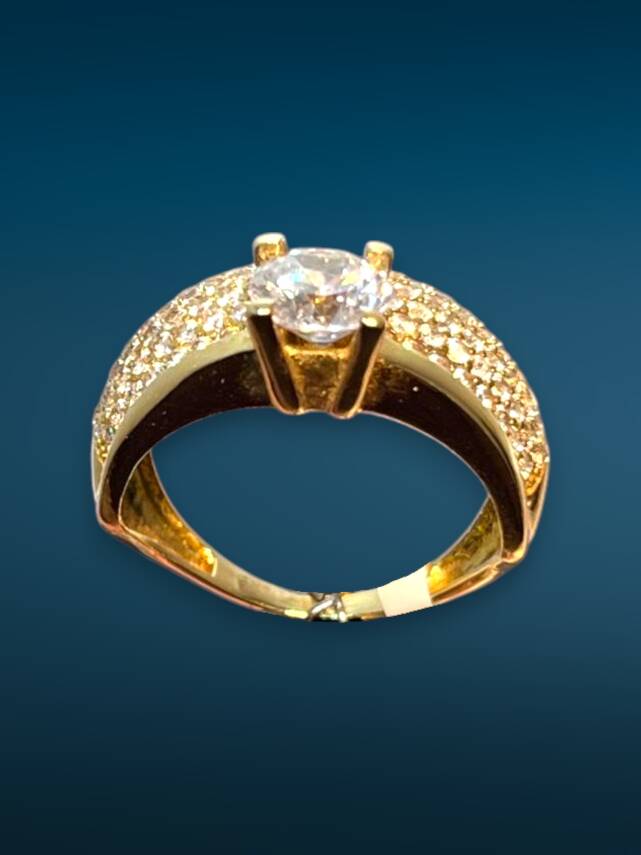 14 Ayar Altın Tektaşlı Alyans Yüzük - 5