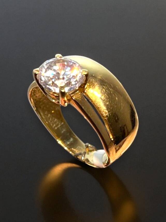 14 Ayar Altın Tektaşlı Alyans Yüzük - 5