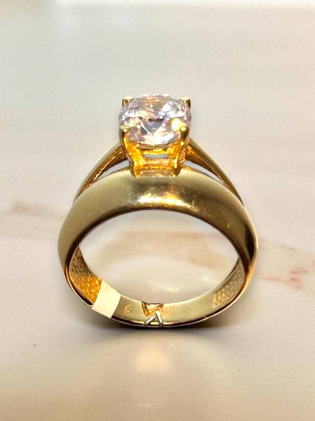 14 Ayar Altın Tektaşlı Alyans Yüzük - 3