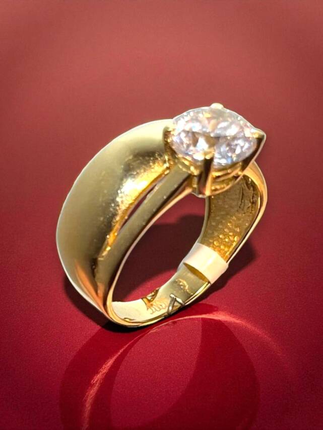 14 Ayar Altın Tektaşlı Alyans Yüzük - 7