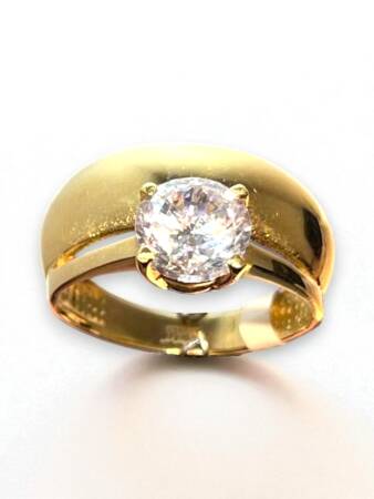 14 Ayar Altın Tektaşlı Alyans Yüzük - 