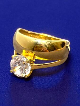 14 Ayar Altın Tektaşlı Alyans Yüzük - 2