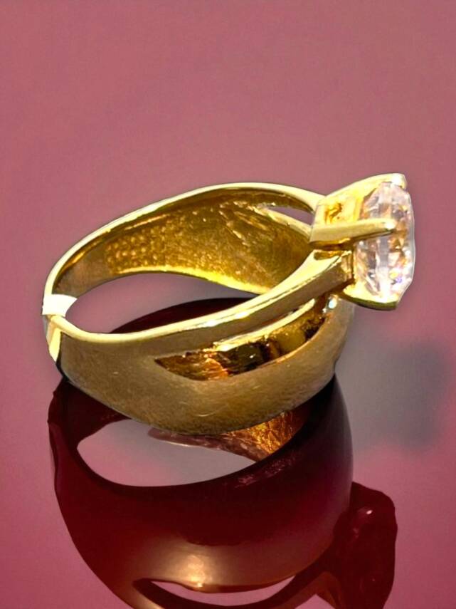 14 Ayar Altın Tektaşlı Alyans Yüzük - 4