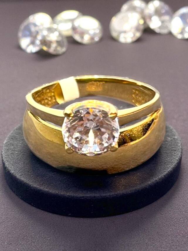 14 Ayar Altın Tektaşlı Alyans Yüzük - 6