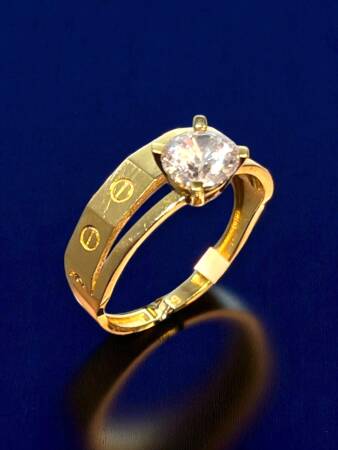 14 Ayar Altın Tektaşlı Alyans Yüzük - 