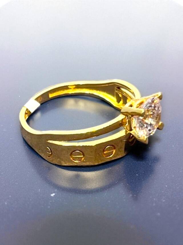 14 Ayar Altın Tektaşlı Alyans Yüzük - 6