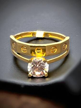 14 Ayar Altın Tektaşlı Alyans Yüzük - 2