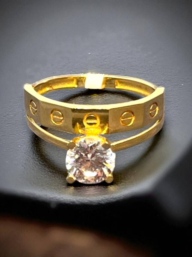 14 Ayar Altın Tektaşlı Alyans Yüzük - 2