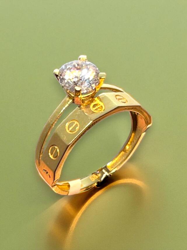 14 Ayar Altın Tektaşlı Alyans Yüzük - 7