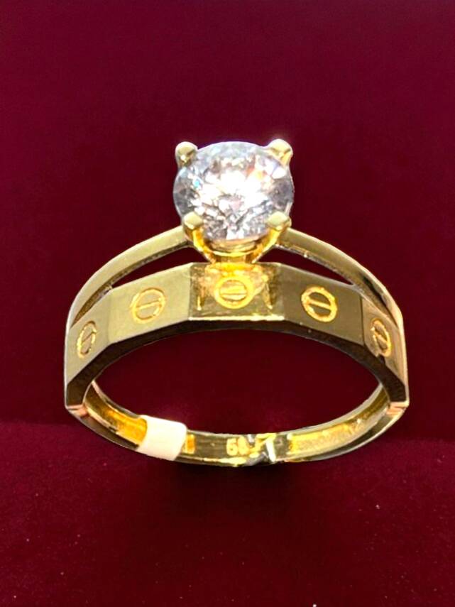 14 Ayar Altın Tektaşlı Alyans Yüzük - 3