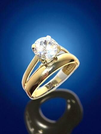 14 Ayar Altın Tektaşlı Alyans Yüzük - 3