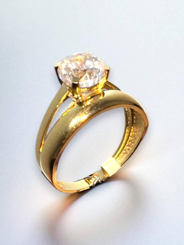 14 Ayar Altın Tektaşlı Alyans Yüzük - 6