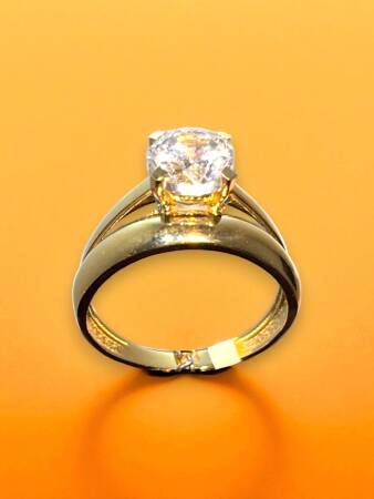 14 Ayar Altın Tektaşlı Alyans Yüzük - 5