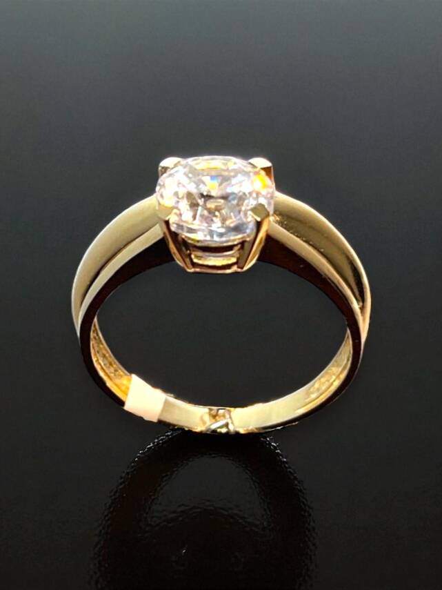 14 Ayar Altın Tektaşlı Alyans Yüzük - 7