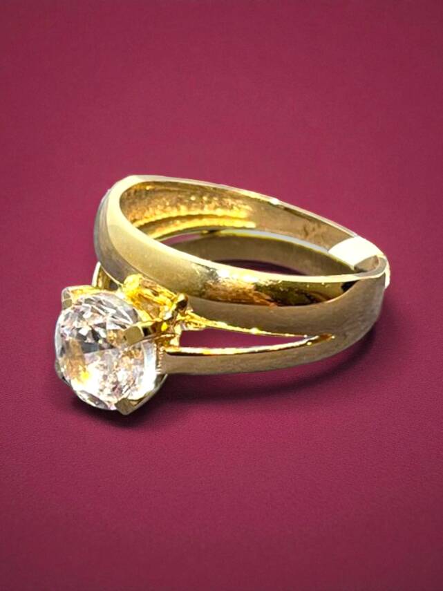 14 Ayar Altın Tektaşlı Alyans Yüzük - 2