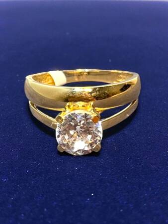 14 Ayar Altın Tektaşlı Alyans Yüzük - 4