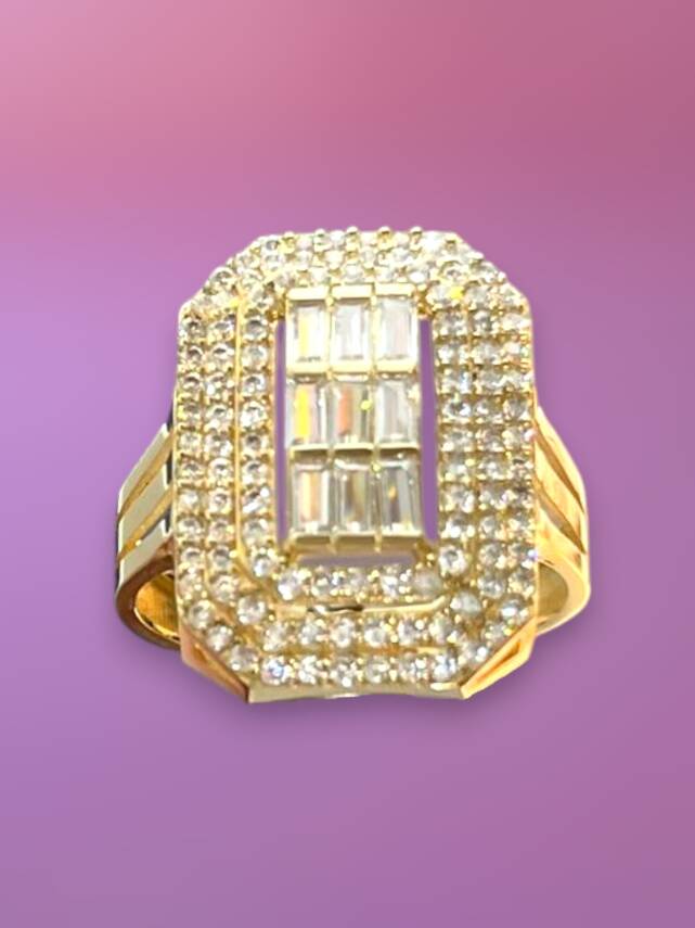 14 Ayar Altın Toz Baget Yüzük - 4