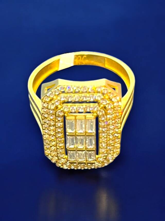 14 Ayar Altın Toz Baget Yüzük - 3