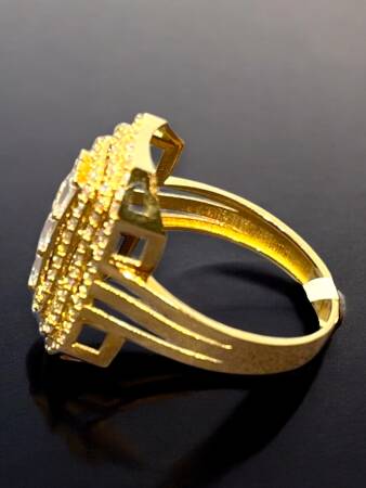 14 Ayar Altın Toz Baget Yüzük - 5