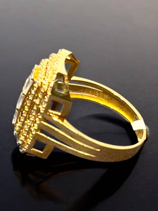 14 Ayar Altın Toz Baget Yüzük - 5