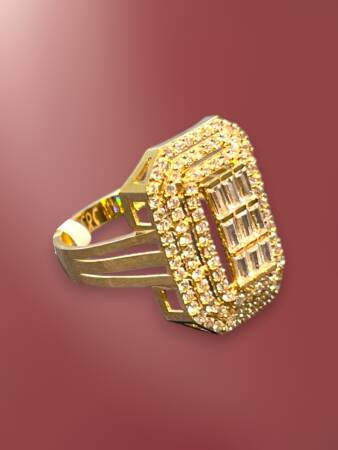 14 Ayar Altın Toz Baget Yüzük - 7