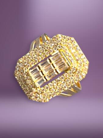 14 Ayar Altın Toz Baget Yüzük - 6